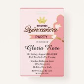 Badge Parti Quinceanera De La Couronne Rose Et Or (Devant)