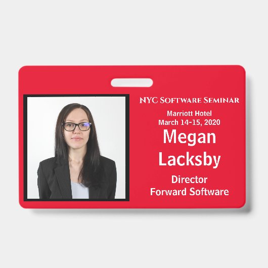 Badge Participants au séminaire Horizontal rouge et blan (Avant)