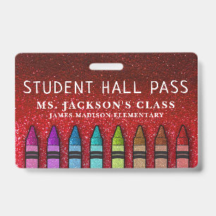 Badge Parties scintillant arc-en-ciel Crayons Teacher Sc