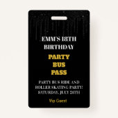 Badge Parties scintillant Black Gold Dripping 18 Anniver (Devant)