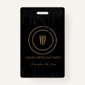 Badge Parties scintillant Black & Gold Drives Anniversai (Devant)