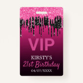 Badge Parties scintillant Chic Rose Black Drift Fête Ann (Dos)