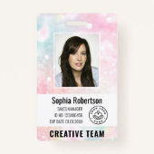 Badge Parties scintillant de code de barre de photos de  (Devant)