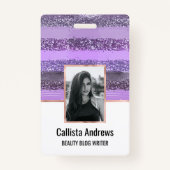 Badge Parties scintillant de peinture violet chic pour f (Devant)