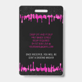 Badge Parties scintillant de séchage rose noir 18 Annive (Arrière)