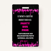 Badge Parties scintillant de séchage rose noir 18 Annive (Devant)