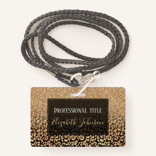 Badge Parties scintillant d'or noir tendance Leopard Omb