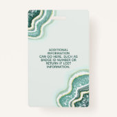 Badge Parties scintillant d'or turquoise Agate Geode Lux (Dos)