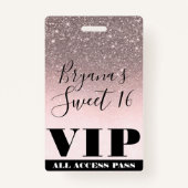 Badge Parties scintillant en argent rose pâle Glam Sweet (Devant)