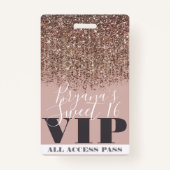 Badge Parties scintillant en bronze rose glam Sweet 16 V (Devant)