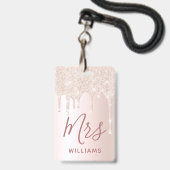 Badge Parties scintillant Enseignant de la conduite Nom  (Avant avec lanière)