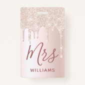 Badge Parties scintillant Enseignant de la conduite Nom  (Devant)