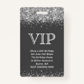 Badge Parties scintillant gris et argent | Invitation d' (Devant)