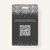 Badge Parties scintillant gris et argent | Invitation d' (Dos)