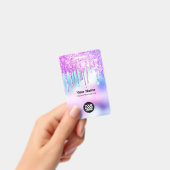 Badge Parties scintillant holographique branchée chic pu (Manuel / portable)