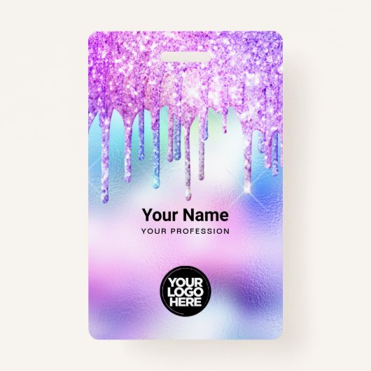 Badge Parties scintillant holographique branchée chic pu (Devant)