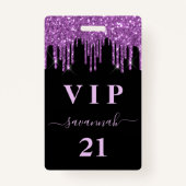 Badge Parties scintillant noire violet d'anniversaire go (Devant)