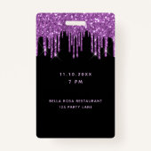 Badge Parties scintillant noire violet d'anniversaire go (Dos)