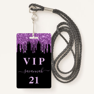 Badge Parties scintillant noire violet d'anniversaire go