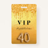 Badge parties scintillant or 40e anniversaire gouttes d' (Devant)