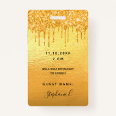 Badge parties scintillant or 40e anniversaire gouttes d' (Dos)