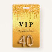 Badge parties scintillant or 40e anniversaire gouttes VI (Devant)