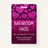 Badge Parties scintillant Retour À L'École Coeurs Salle (Devant)