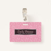 Badge Parties scintillant Rose Élégante Et Argent Noir (Dos avec clip)