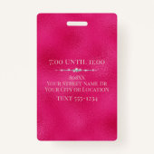 Badge Parties scintillant rose glamour VIP (Dos)