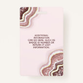 Badge Parties scintillant rose Gold Blush Agate Geode Lu (Dos)