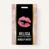 Badge Parties scintillant rose lèvres et Rose Gold Tropi (Dos)