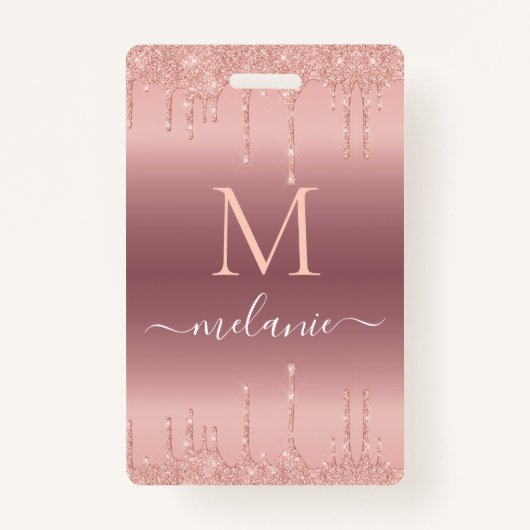 Badge Parties scintillant rose Or Personnalisée Votre Le (Devant)