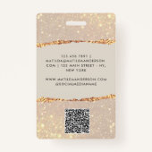 Badge parties scintillant rose or rose moderne girly élé (Dos)