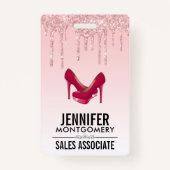Badge Parties scintillant roses modernes et talons hauts (Devant)