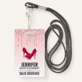 Badge Parties scintillant roses modernes et talons hauts (Derrière avec lanière)