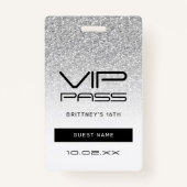Badge Parties scintillant Silver Ombre Glam VIP Pass 16e (Devant)