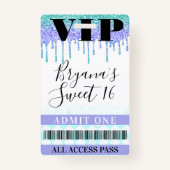 Badge Parties scintillant Sirène Turquoise Purple Sweet (Devant)