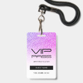 Badge Parties scintillant violet rose Ombre VIP Pass Inv (Front with Lanyard)