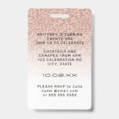 Badge Parties scintillant violet rose Ombre VIP Pass Inv (Back)