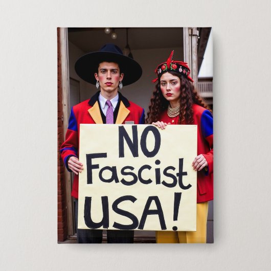 Badge Pas de fasciste USA Unique Bouton politique (Recto)
