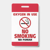 Badge Pas de fumée - Oxygène en usage - Pas de fumée (Arrière)