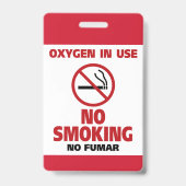 Badge Pas de fumée - Oxygène en usage - Pas de fumée (Avant)
