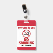 Badge Pas de fumée - Oxygène en usage - Pas de fumée (Avant avec clip)