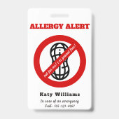 Badge Pas pour moi, je suis libre d'arachide ! Alerte d' (Arrière)