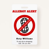 Badge Pas pour moi, je suis libre d'arachide ! Alerte d' (Dos)