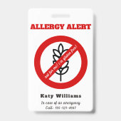 Badge Pas pour moi, je suis sans gluten ! Alerte Allergi (Arrière)