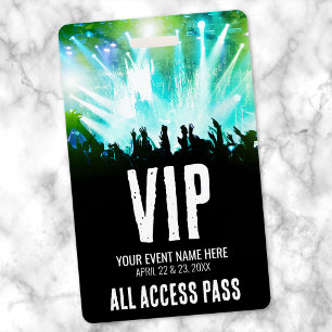 Badge Pass Accès Complet Personnalisé Concert VIP