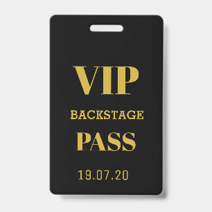Badge Pass All Access Backstage VIP Concert Or Noir