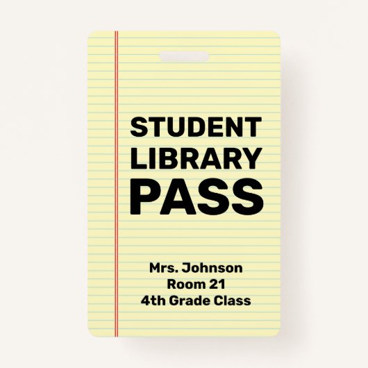 Badge Pass Bibliothèque d'étudiants personnalisée (Devant)