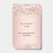 Badge Pass de la partie d'or du rose Quinceanera (Back)